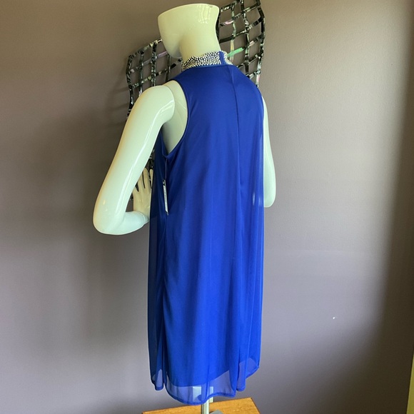 TIANA B Brilliant sapphire, lined, swing dress w/stand up collar SZ S. NWT - Picture 5 of 7